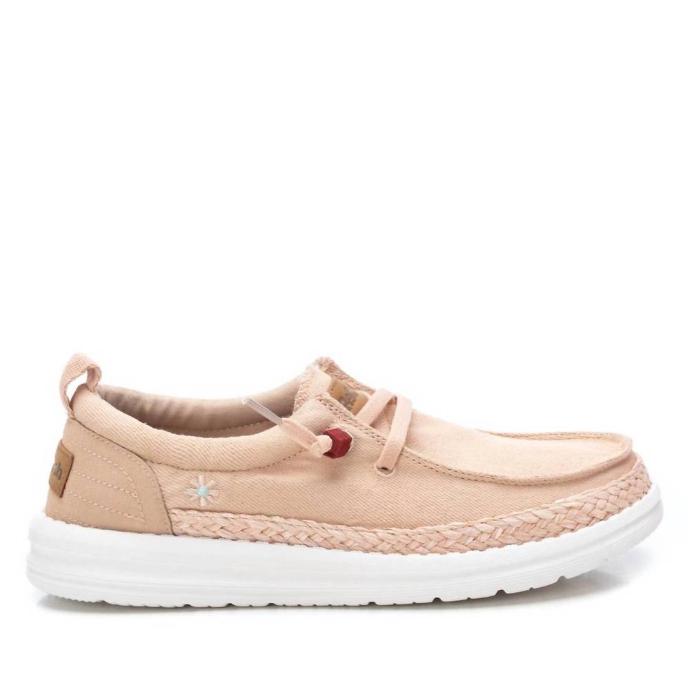 NEW XTI women's dockside canvasl loafers in nude